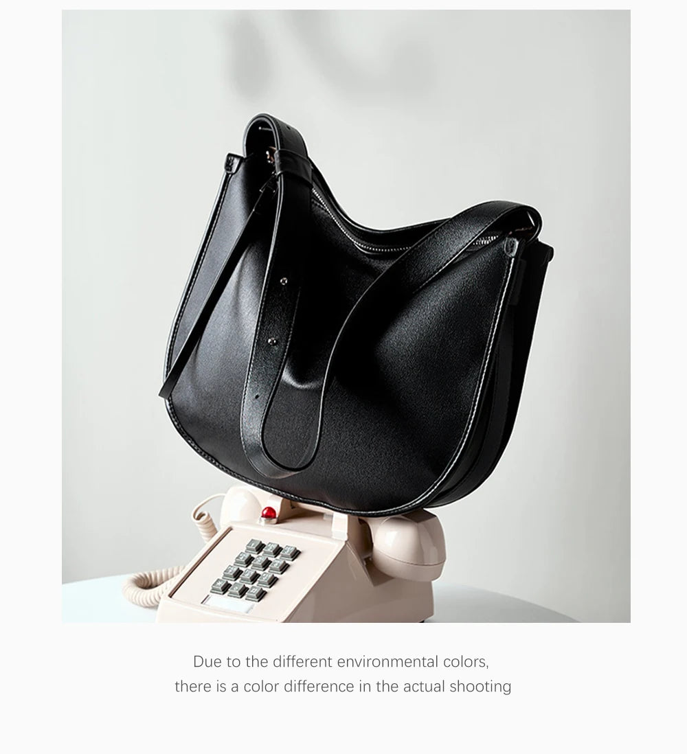 Zency Minimalist luxury Designer Bag Women Messenger Bag Genuine Leather Shoulder Handbags Large Capacity Tote Bag HoboFor Work
