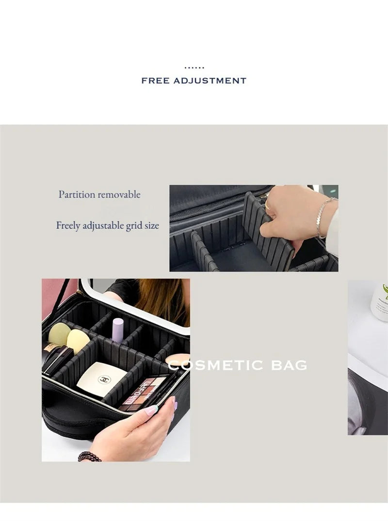 LED Cosmetic Case with Lights and Mirror Cosmetic Bag Large Capacity Premium Feeling Cosmetic Bag Luxury makeup bag