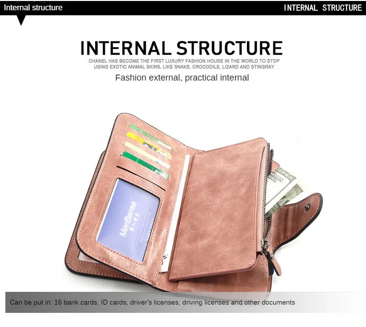 Women's Wallet Made of Leather Wallets Three Fold VINTAGE Womens Purses Mobile Phone Purse Female Coin Purse Carteira Feminina