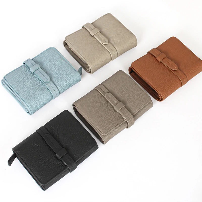 Women's	Wallets Luxury	Designer Genuine Leather Purses for Women Card Holder Wallet with Zipper Coin Pocket Short Billfold