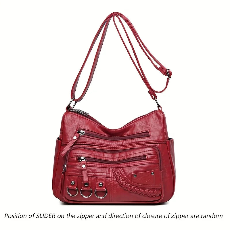 Vintage PU Leather Purses for Women, Multi-Pocket Handbag, Crossbody Shoulder Bags, High Quality Design, Ladies, 2022
