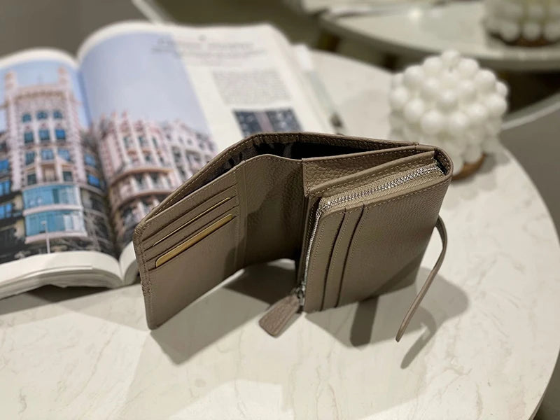 Women's	Wallets Luxury	Designer Genuine Leather Purses for Women Card Holder Wallet with Zipper Coin Pocket Short Billfold