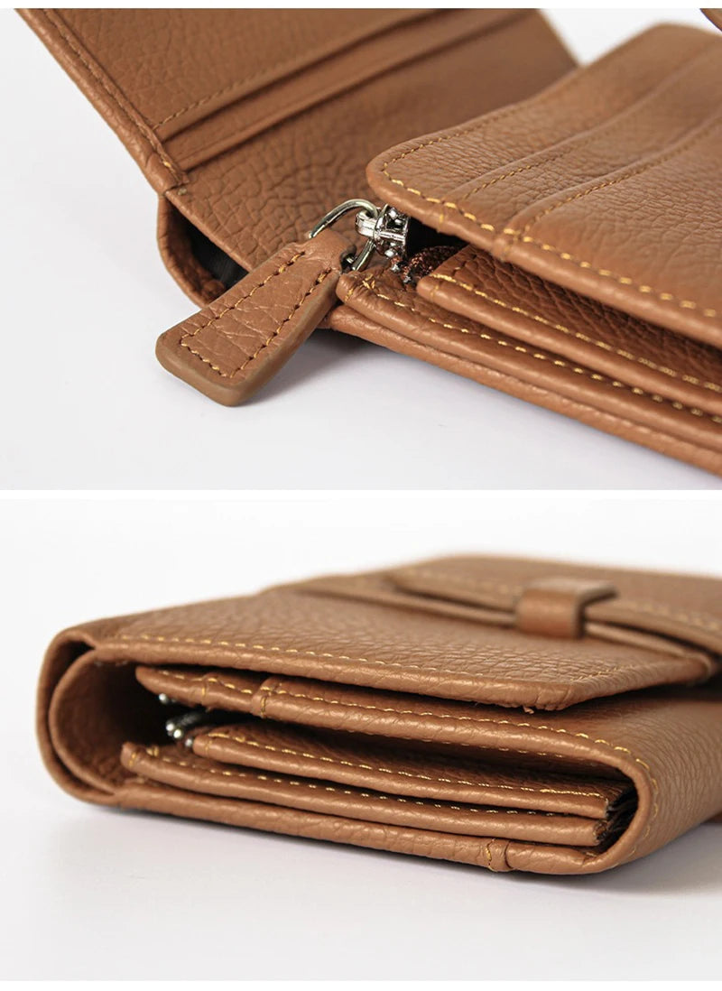 Women's	Wallets Luxury	Designer Genuine Leather Purses for Women Card Holder Wallet with Zipper Coin Pocket Short Billfold