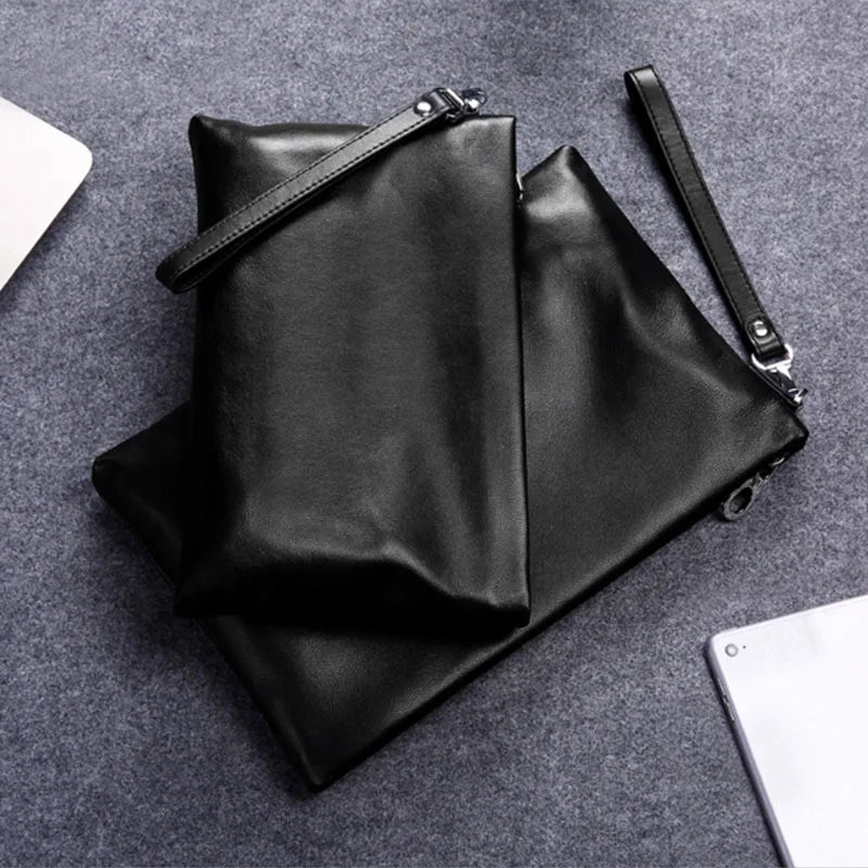 2025 New Men's Genuine Leather Handbag, Casual Leather Business Underarm Bag, Luxury Design, Mobile Report