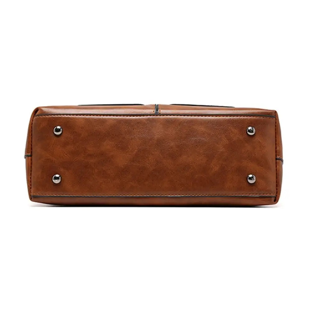 Ladies Vintage Leather Shoulder Bag, Large Leather Purses Work Bags with Multi-Pocket Tote Bag Crossbody Handbags for Women