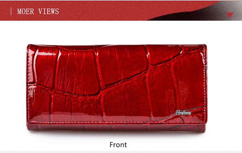 Handbag for Women Clutch Bags Female Long Wallets Genuine	Leather Purses Ladies Gift Elegant Luxury Wallet Shiny Money Bag