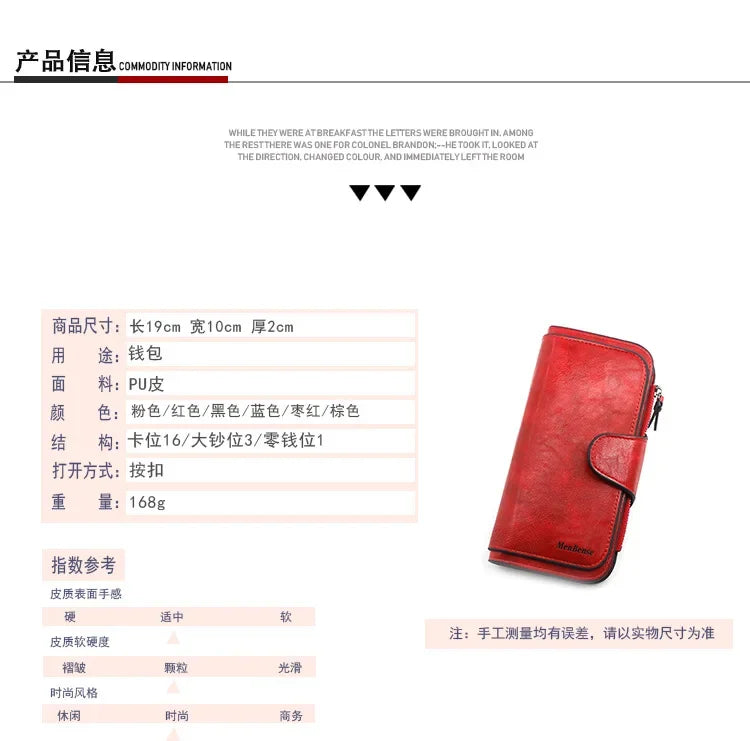 Women's Wallet Made of Leather Wallets Three Fold VINTAGE Womens Purses Mobile Phone Purse Female Coin Purse Carteira Feminina