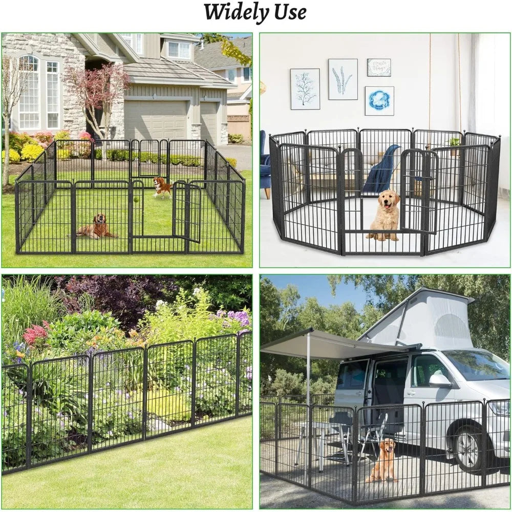 Decorative Garden Fence with Gate Metal Fence Panels 46ft (L)×32in(H) No Dig Fence for Dogs, 20 Panels Heavy Duty Fencing