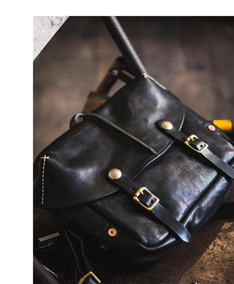 Fashion vintage organizer designer handmade luxury genuine leather men's messenger bag casual work cow leather shoulder bag