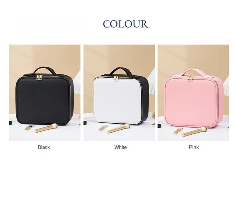 LED Cosmetic Case with Lights and Mirror Cosmetic Bag Large Capacity Premium Feeling Cosmetic Bag Luxury makeup bag