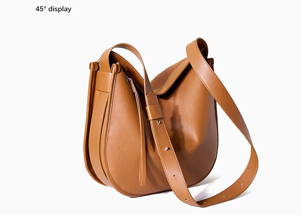Zency Women Classic Black Messenger Bag Soft Leather Fashion Girl Handbag Luxury Designer Shoulder Large Hobo Bag For Commuters