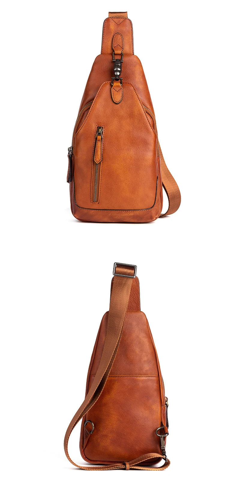 Anti theft  Men's Bag Luxury Brand Designer Single Shoulder Chest Bag Leather Male Crossbody Chest Pack Street Small Sling Bag