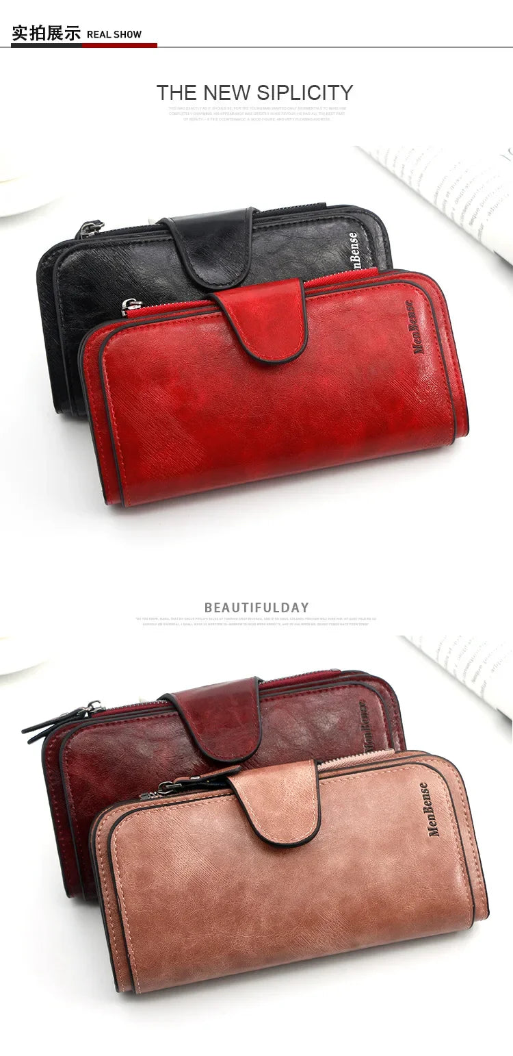 Women's Wallet Made of Leather Wallets Three Fold VINTAGE Womens Purses Mobile Phone Purse Female Coin Purse Carteira Feminina