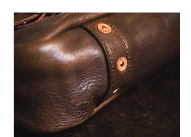 Vintage personality designer handmade high-quality cow leather men's messenger bag work luxury genuine leather shoulder bag