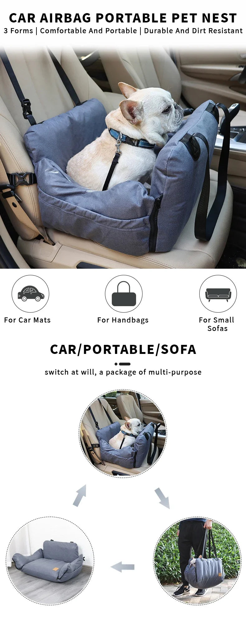 Dog Car Seat Bed Portable Dog Carrier Bag Nonslip Pet Dogs Car Seat Cover Waterproof Cat Basket Dog Car Seats Hammock perros