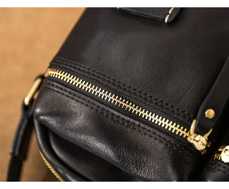 Fashion designers handmade vegetable tanned leather men's shoulder bag casual luxury genuine leather teens black crossbody bag