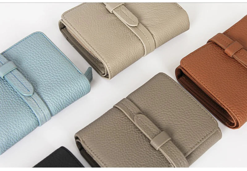 Women's	Wallets Luxury	Designer Genuine Leather Purses for Women Card Holder Wallet with Zipper Coin Pocket Short Billfold