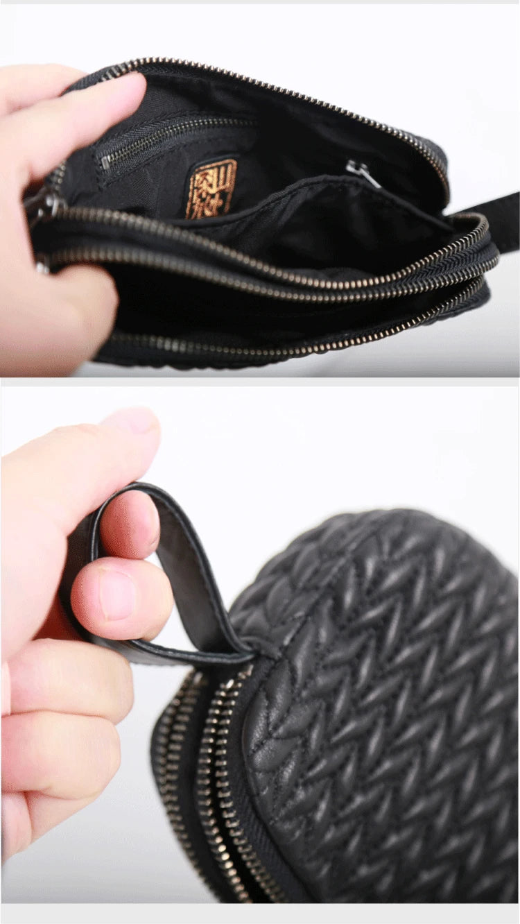 New Fashion Clutch Bag Genuine Leather Luxury Double Zipper Long Wallet Casual Cell Phone Purses Sheepskin Unisex Hand Bags