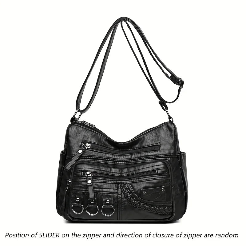 Vintage PU Leather Purses for Women, Multi-Pocket Handbag, Crossbody Shoulder Bags, High Quality Design, Ladies, 2022