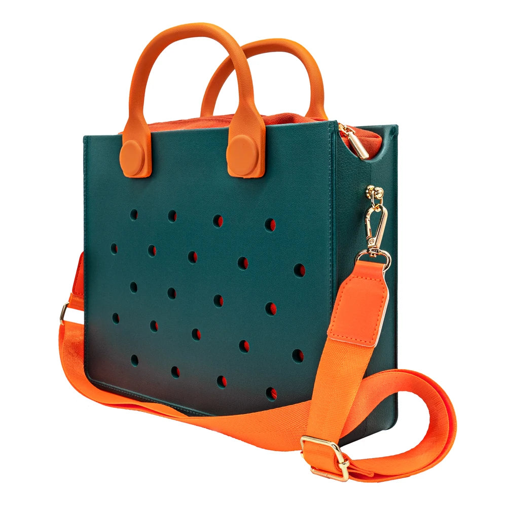 The orange guy Purple Women Fashion New EVA Punched Handbag Casual Waterproof Travel Tote Bag Fit Charms Outdoor Beach Bags