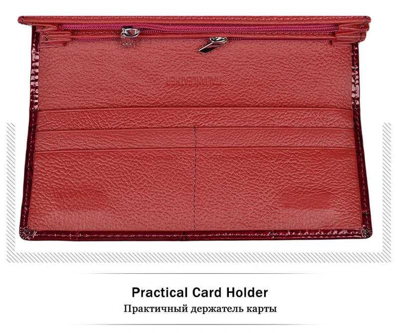 Handbag for Women Clutch Bags Female Long Wallets Genuine	Leather Purses Ladies Gift Elegant Luxury Wallet Shiny Money Bag