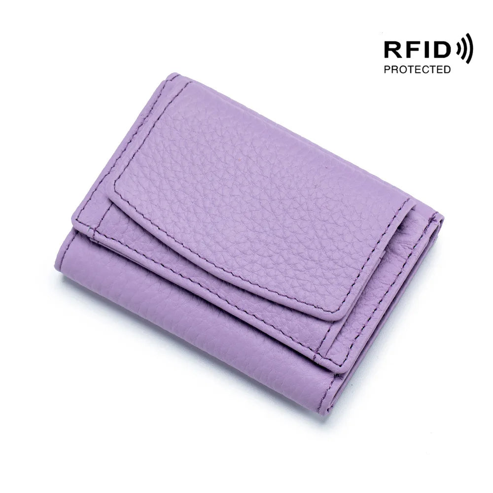 New Women Genuine Leather Purses Female Cowhide Wallets Lady Small Coin Pocket Rfid Card Holder Mini Money Bag Portable Clutch