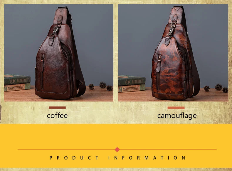 Anti theft  Men's Bag Luxury Brand Designer Single Shoulder Chest Bag Leather Male Crossbody Chest Pack Street Small Sling Bag