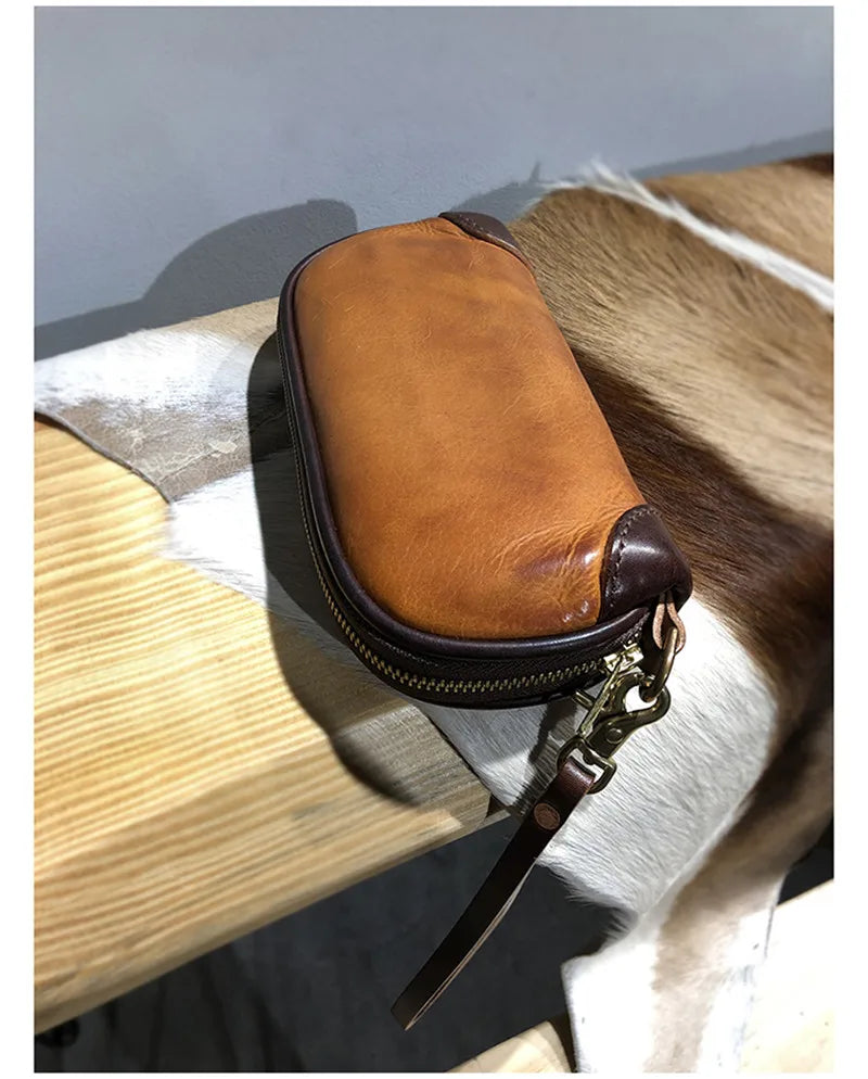 Vintage Handmade Luxury Genuine Leather Men Clutch Bag Casual Designer High Quality Real Cowhide Phone Card Holder Wallet