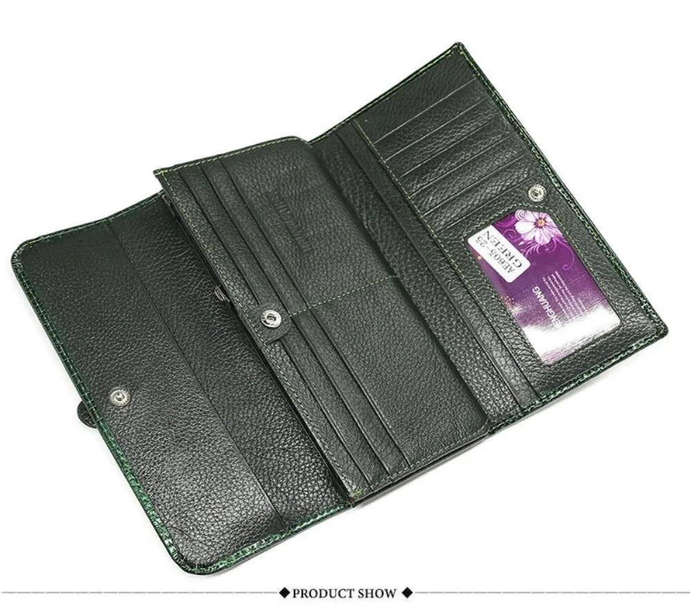 Genuine	Leather Purses for Women Long Handbags RFID	Credit Card Holder Wallets Luxury Designer Cardholder Bag Women's Wallet