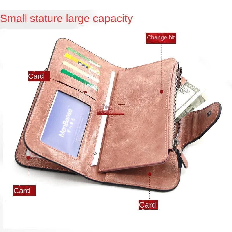 Women's Wallet Made of Leather Wallets Three Fold VINTAGE Womens Purses Mobile Phone Purse Female Coin Purse Carteira Feminina