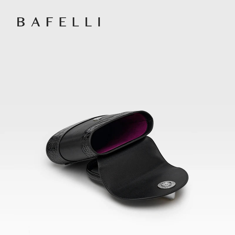 BAFELLI HANDBAG 2025 WOMEN'S NEW CROSSBODY LEATHER PURSE EVENING BAG CROCODILE GRAIN DESIGNER BUCKET CAT LUXURY BRAND FASHION