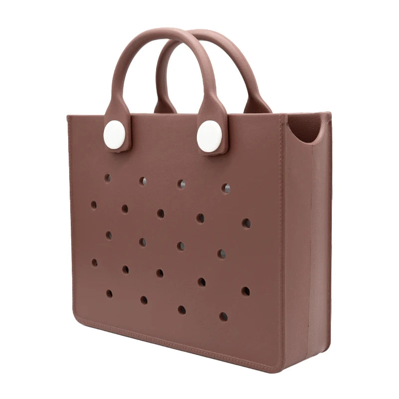 The orange guy Purple Women Fashion New EVA Punched Handbag Casual Waterproof Travel Tote Bag Fit Charms Outdoor Beach Bags