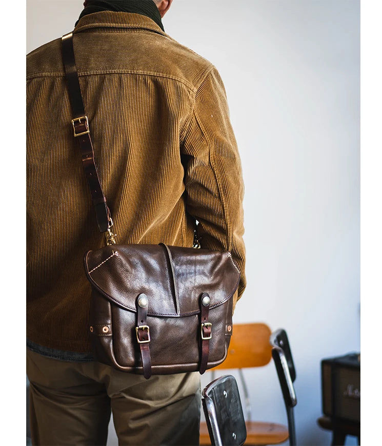 Fashion vintage organizer designer handmade luxury genuine leather men's messenger bag casual work cow leather shoulder bag