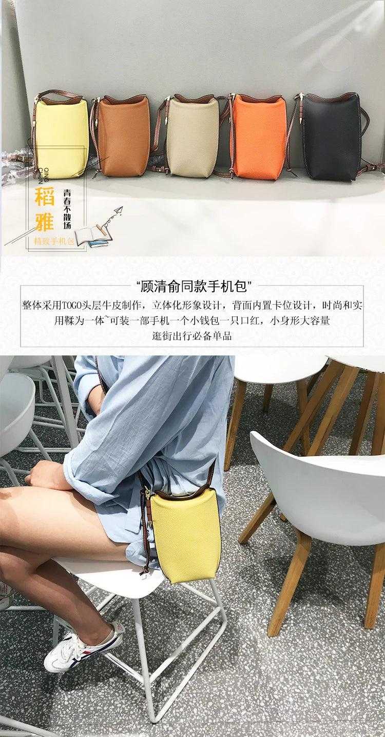 Genuine Leather  Purses and Handbags Luxury Designer  Crossbody Bags for Women Mobile Phone
