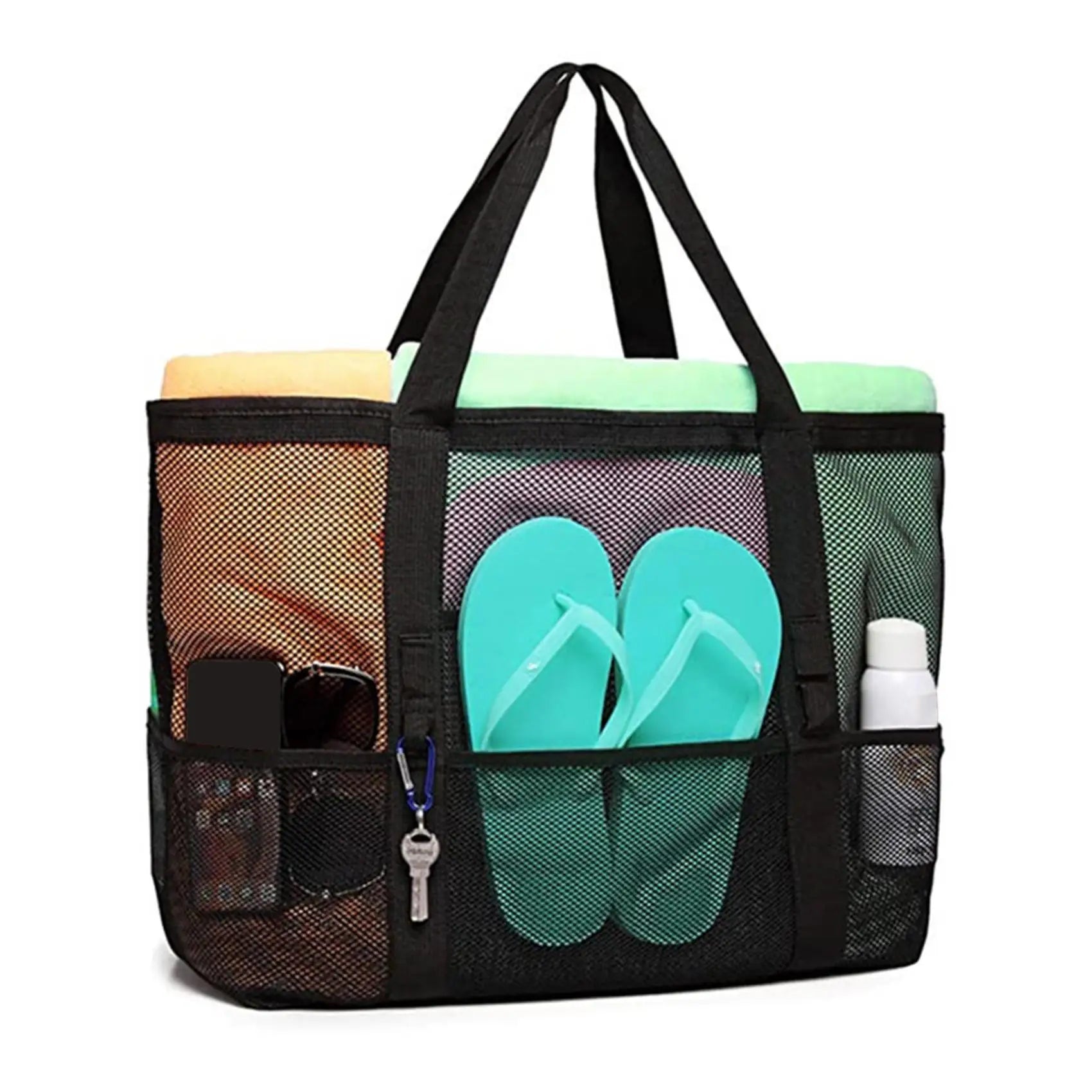 Picnic Beach Bag Women Mesh Transparent Swim Storage High Capacity Shopping Bags Tote