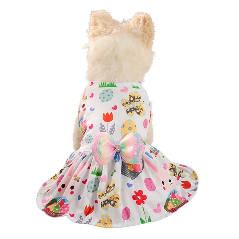 Dog Princess Dress Cute Rabbit Printed Dresses for Small Medium Dogs  Cats Easter Pet Skirt Puppy Chihuahua Teddy Clothes