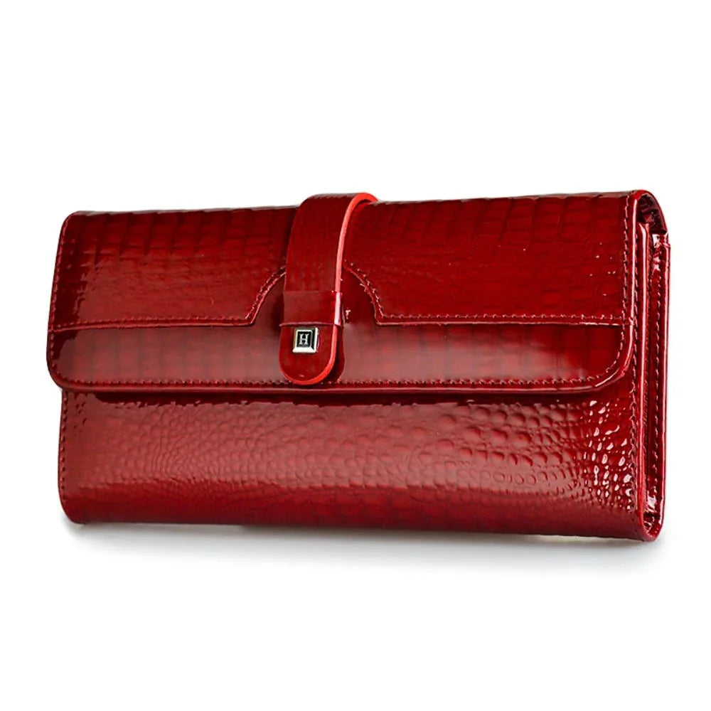 Genuine	Leather Purses for Women Long Handbags RFID	Credit Card Holder Wallets Luxury Designer Cardholder Bag Women's Wallet