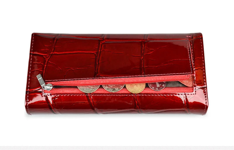 Handbag for Women Clutch Bags Female Long Wallets Genuine	Leather Purses Ladies Gift Elegant Luxury Wallet Shiny Money Bag