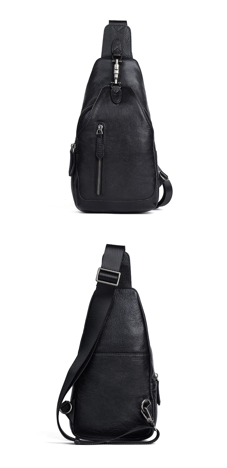 Anti theft  Men's Bag Luxury Brand Designer Single Shoulder Chest Bag Leather Male Crossbody Chest Pack Street Small Sling Bag