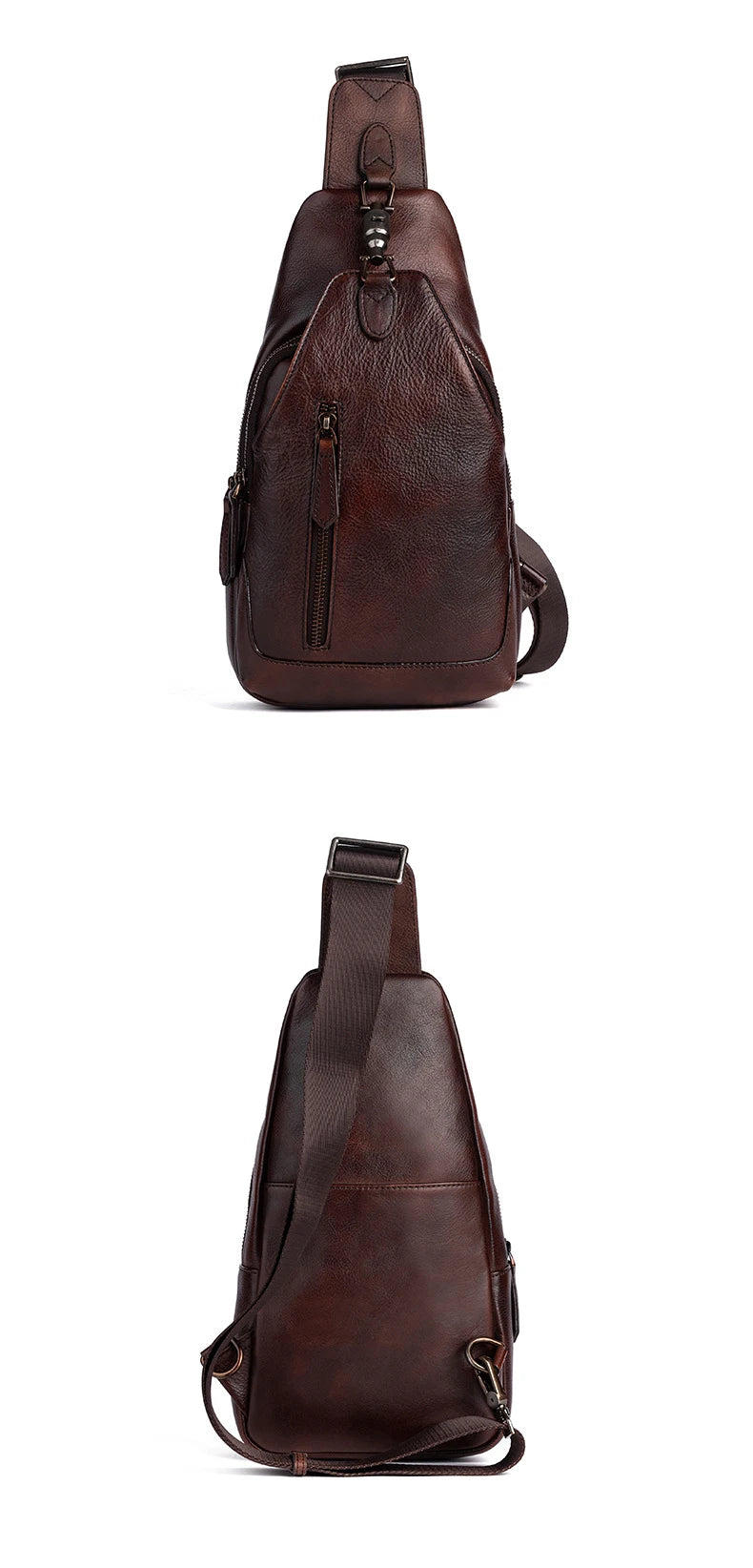 Anti theft  Men's Bag Luxury Brand Designer Single Shoulder Chest Bag Leather Male Crossbody Chest Pack Street Small Sling Bag