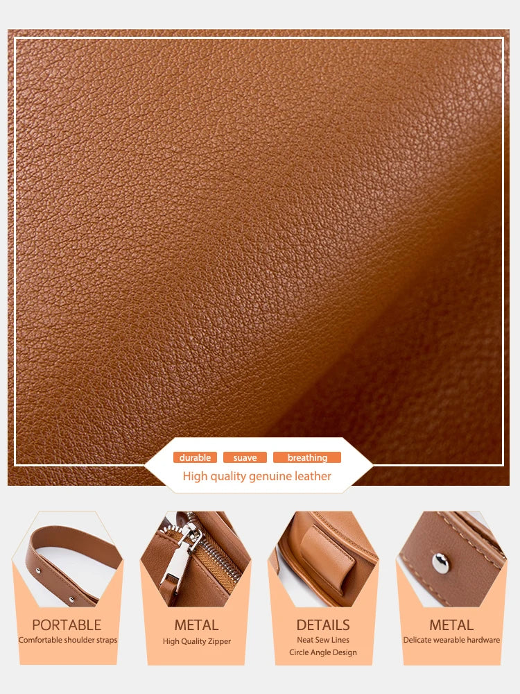 Zency Minimalist luxury Designer Bag Women Messenger Bag Genuine Leather Shoulder Handbags Large Capacity Tote Bag HoboFor Work