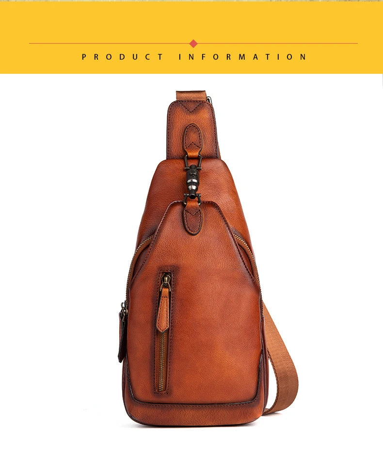 Anti theft  Men's Bag Luxury Brand Designer Single Shoulder Chest Bag Leather Male Crossbody Chest Pack Street Small Sling Bag