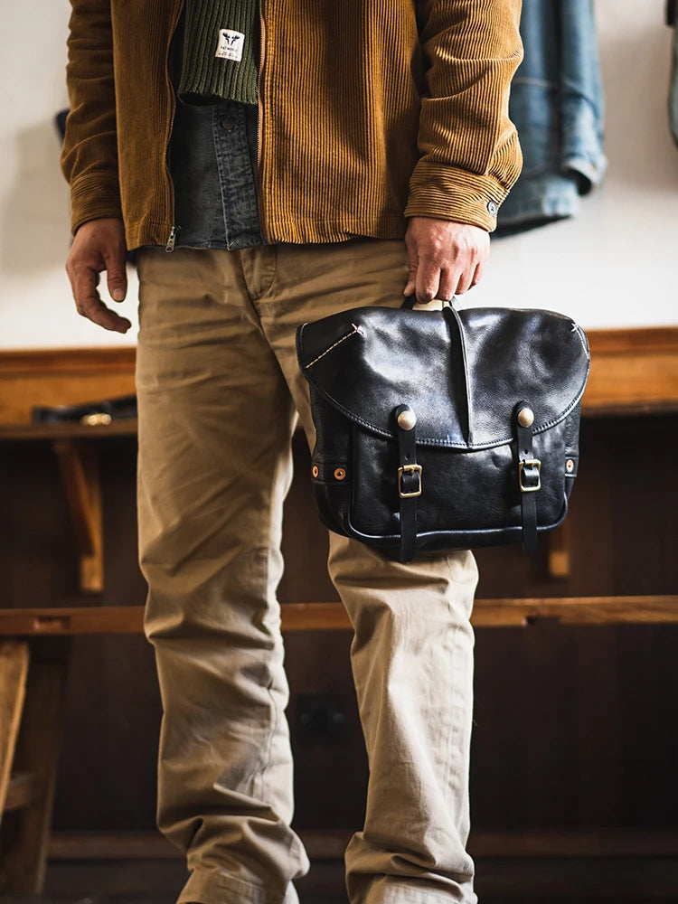 Fashion vintage organizer designer handmade luxury genuine leather men's messenger bag casual work cow leather shoulder bag