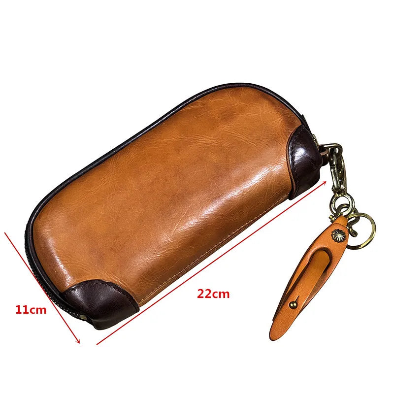 Vintage Handmade Luxury Genuine Leather Men Clutch Bag Casual Designer High Quality Real Cowhide Phone Card Holder Wallet
