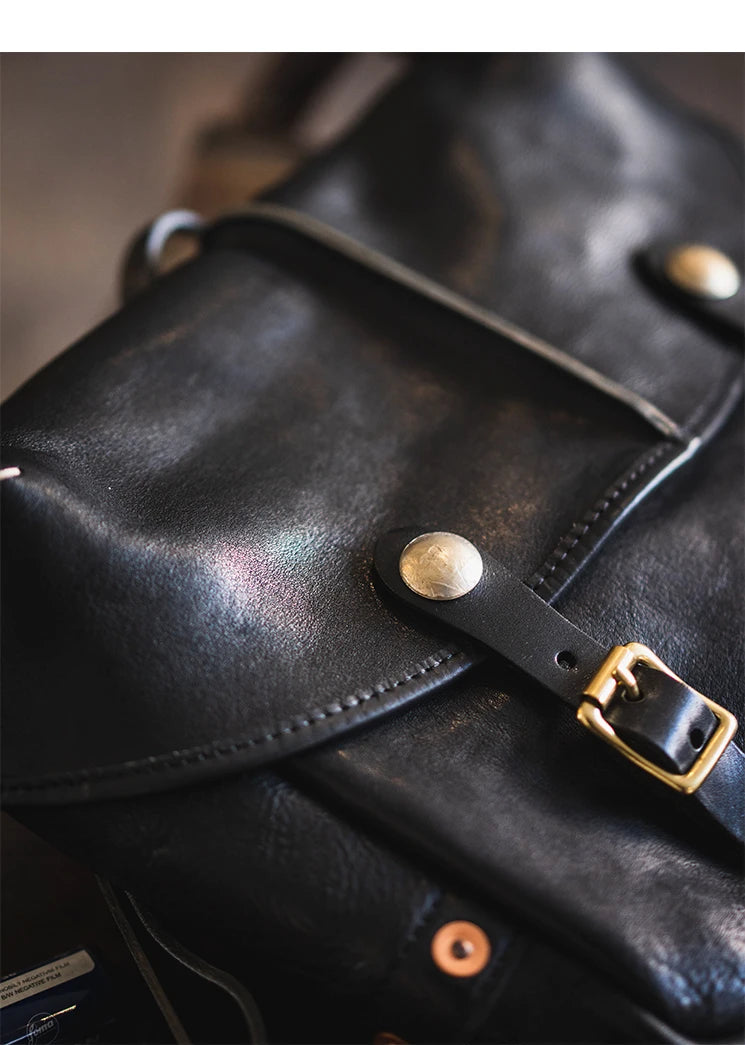 Vintage personality designer handmade high-quality cow leather men's messenger bag work luxury genuine leather shoulder bag