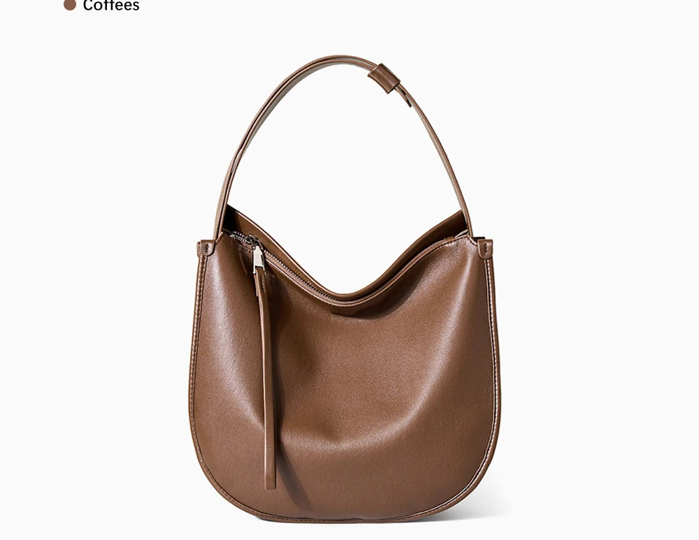 Zency Minimalist luxury Designer Bag Women Messenger Bag Genuine Leather Shoulder Handbags Large Capacity Tote Bag HoboFor Work
