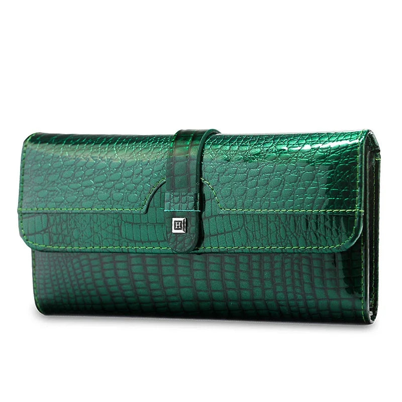 Genuine	Leather Purses for Women Long Handbags RFID	Credit Card Holder Wallets Luxury Designer Cardholder Bag Women's Wallet