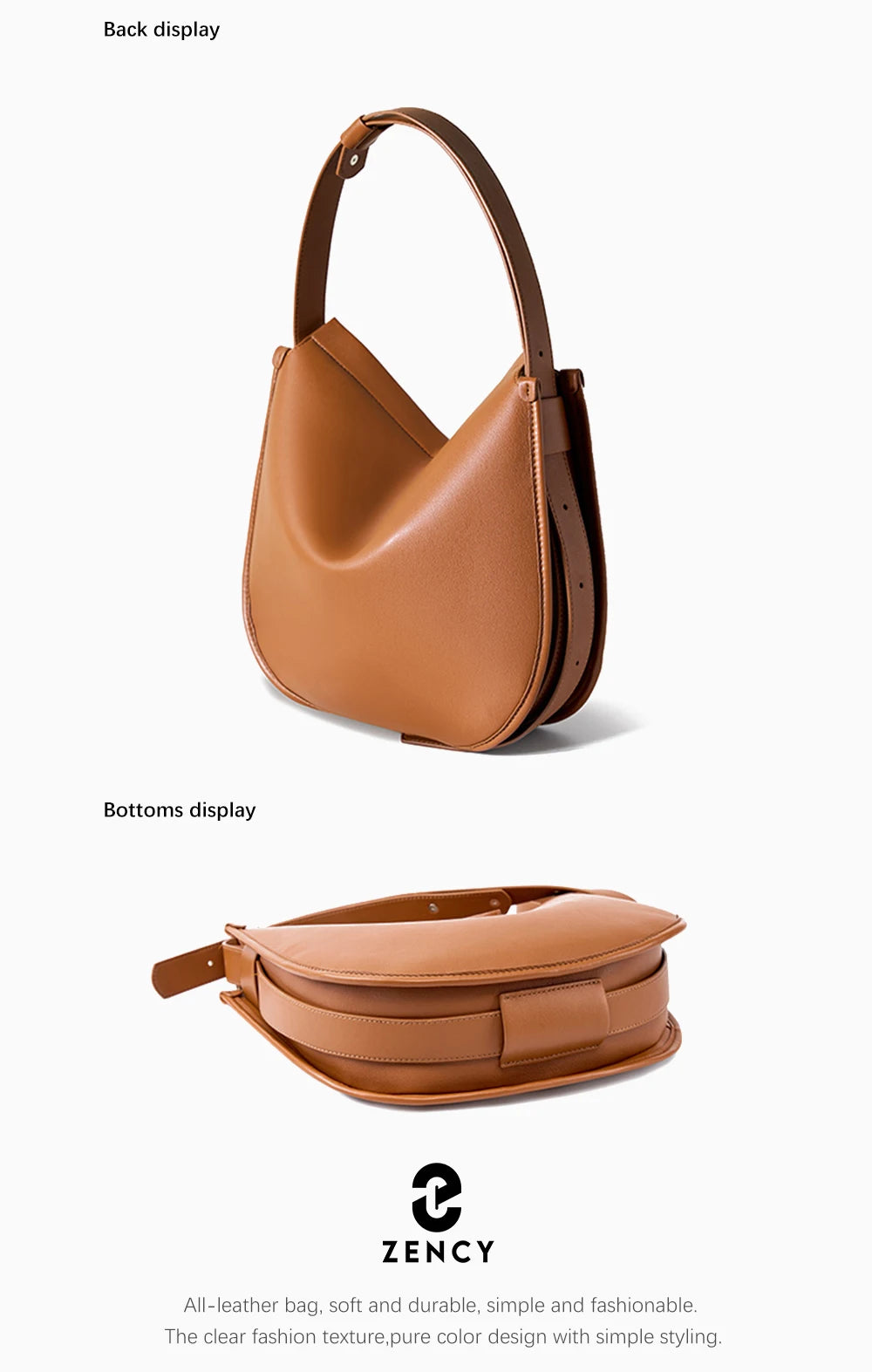 Zency Minimalist luxury Designer Bag Women Messenger Bag Genuine Leather Shoulder Handbags Large Capacity Tote Bag HoboFor Work