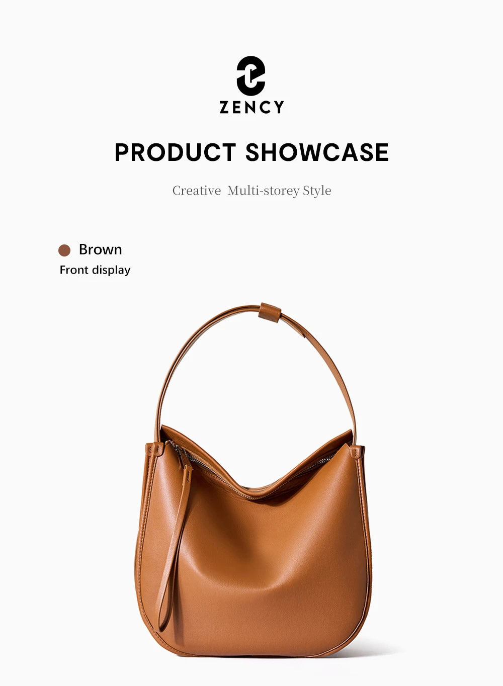 Zency Minimalist luxury Designer Bag Women Messenger Bag Genuine Leather Shoulder Handbags Large Capacity Tote Bag HoboFor Work