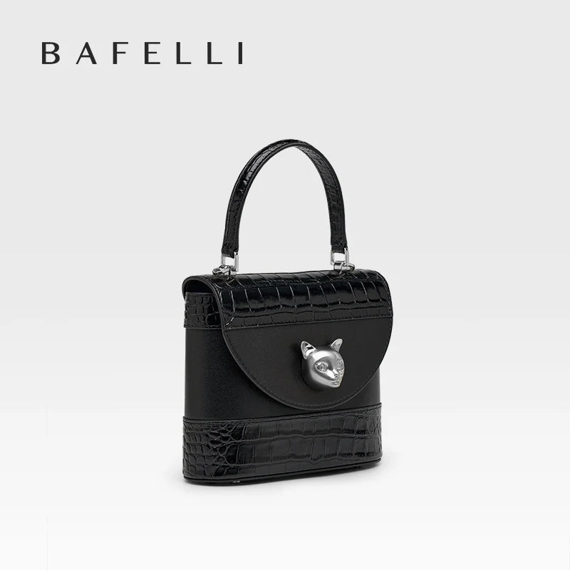 BAFELLI HANDBAG 2025 WOMEN'S NEW CROSSBODY LEATHER PURSE EVENING BAG CROCODILE GRAIN DESIGNER BUCKET CAT LUXURY BRAND FASHION